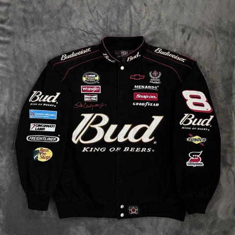 Vintage Nascar Budweiser King Of Beers Dale Earnhardt Jr Racing Jacket  - Sz XL Cover