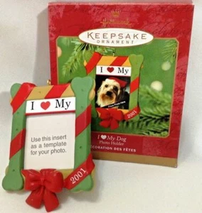 CHRISTMAS ORNAMENT - HALLMARK KEEPSAKE - I LOVE MY DOG PHOTO HOLDER 2001 - Picture 1 of 1