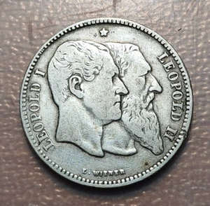 BELGICA BELGIUM LEOPOLD I LEOPOLD II 2 FRANCS 2 FRANCOS 1830 1880 MBC - Bild 1 von 2