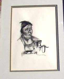 Rare Vintage Charcoal Pencil Drawing By Mary Ann Weems 1982 Framed - Picture 1 of 19