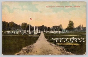 Cartolina Madison Indiana Springdale Cemetery retro diviso non spedita - Foto 1 di 2