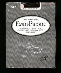 Evan-Picone Dark Chocolate Brown Sheer Pantyhose Sz Small to 125lb 5'4" 1980s - Picture 1 of 2