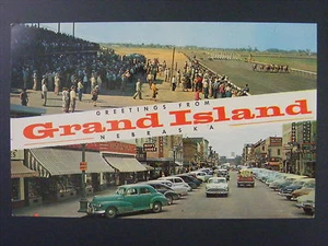 Grand Island Nebraska NE 3rd Street View Fonner Park Color Chrome Postcard 1950s - Picture 1 of 2