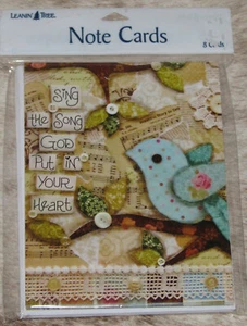 LEANIN TREE Sing Song God Put in Your Heart~Pack of 8 Notecards #35568~Blank~ - Picture 1 of 1