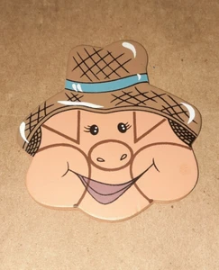 Magnete frigorifero viso maiale in legno country vintage - Foto 1 di 4