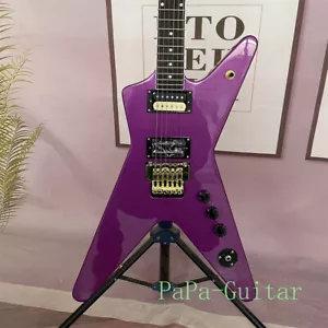 Guitarra Eléctrica Dimebag Darrell Púrpura Especial V Cuerpo Sólido FR Puente Piezas Doradas - Imagen 1 de 5