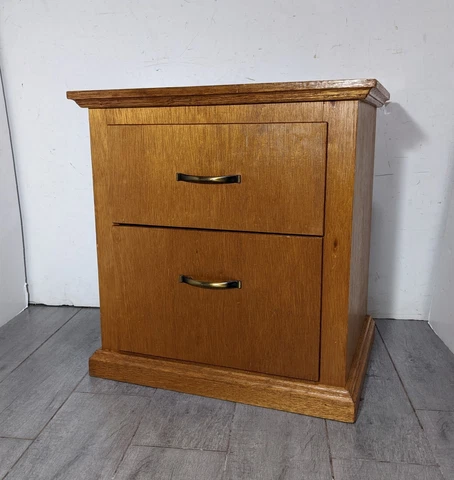 Vintage Rustic Farmhouse Handcrafted Handmade 2-Drawer Nightstand Mid Century Cover