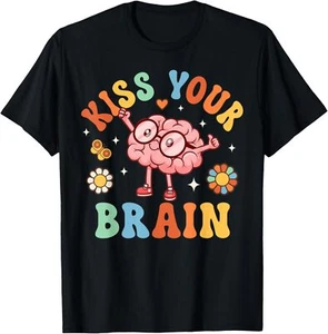 Kiss Your Brain Teacher Shirts for Women Back to School T-Shirt Hoodie - Picture 1 of 14
