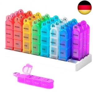 Zoksi Tablettenbox Monat 32 Tage, Pillendose 31 Tage 4 Fächer Morgens Mittags