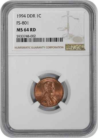 1994 Lincoln Cent DDR FS-801 MS64RED NGC Cover