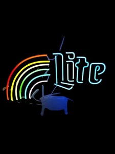 Miller Lite Neon Display Sign Rainbow Illuminated Beer Electric 20x15 - Picture 1 of 7