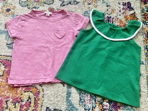 Lot Of Janie and Jack Girls Green Top & Crewcuts Pink Heart Shirt Sz 3 - Picture 1 of 8
