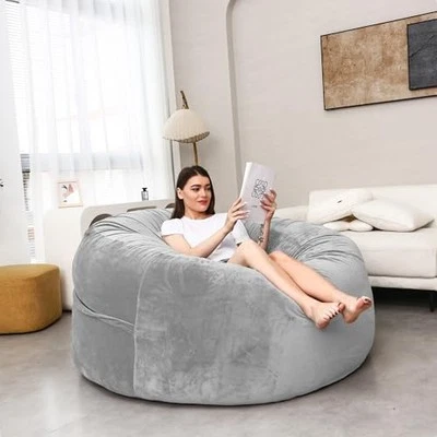 Giant Bean Bag Chair for Adults Kids Oversize Beanbag Chair 6FT Light Grey