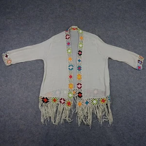Kindred Kimono Womens 3X Crochet Boho Cardigan Fringe Festival Anthropologie Y2K - Picture 1 of 14