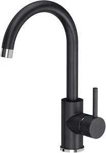 Grifo mezclador de fregadero con montaje en cubierta de un solo mango giratorio 360° para cocina baño negro - Imagen 1 de 2
