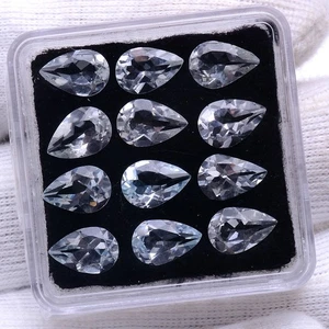 VVS 12 Pcs Natural Topaz 9mm*6mm Pear Faceted Cut Untreated Loose Gemstones Lot - Picture 1 of 7