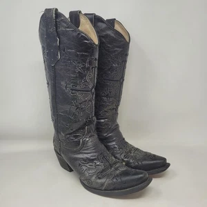 Circle G Damenstiefel 7,5 W schwarz bestickt Kreuz Western Snip Toe Cowgirl Rodeo - Bild 1 von 14
