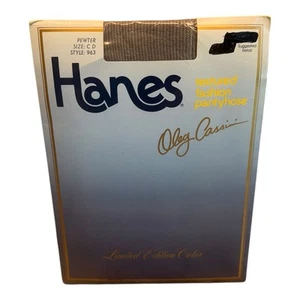 1983 Hanes Textured Fashion Pantyhose Size C-D 963 Pewter By Oleg Cassini - Picture 1 of 2