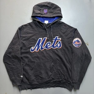 Vintage New York Mets Majestic Black Hoodie Size 2XL Check Measurements - Picture 1 of 8