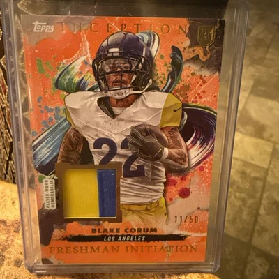 2024 Topps Inception Blake Corum Freshman Initiation Patch Orange RC #11/50 Rams - Image 1 of 2