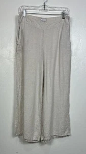 H By Halston Linen Cream High Rise Wide-Leg Crop Pants Size L - Picture 1 of 8