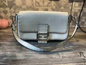 Mini White Baguette Style Handbag – Faux Leather – Good Condition - Picture 1 of 7