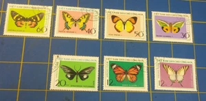 Lot of 7 Stamps North Viet Nam IMPERF issue of 1976 - BUTTERFLIES - Picture 1 of 22