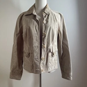 Cherokee Washable 100% Genuine Suede Leather Tan Long Sleeve Jacket - Size M - Picture 1 of 12