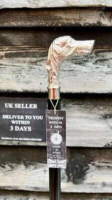 Bastón de madera negro con mango de perro bastón antiguo artículo de regalo para amantes de los animales Foto 1 de 4