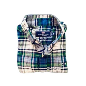 Camicia a quadri Vineyard Vines ragazzo taglia 12-14 flanella balena tartan usata in ottime condizioni - Foto 1 di 3