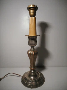 Antiker Kerzenständer Bronze versilbert montiert Lampenfuß - Bild 1 von 10