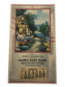 Antique 1940 Advertisement Calendar McGee's Baby Elixir James Ballard Banker MO - Picture 1 of 8