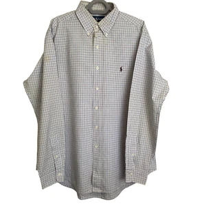 Ralph Lauren camicia uomo grande blu a quadri manica lunga pony logo abbottonata - Foto 1 di 4