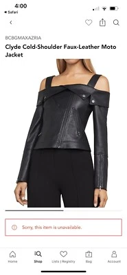 BCBG Maxazaria Clyde Cold-Shoulder Faux-Leather Moto Jacket Size S - Image 1 of 3