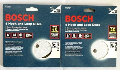 10 BOSCH 6" 6 HOLE HOOK & LOOP SANDING DISCS 40 GRIT 2 PACKS OF 5 SR6W040 - Image 1 of 2