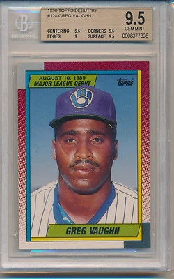 1990 Topps Major League Debt Greg Vaughn (#128) BGS9.5 BGS - Image 1 of 2