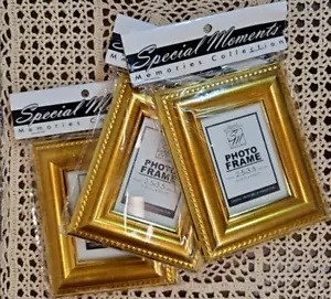Neu 3er Pack Precious Moments freistehende Rahmen Gold Harz verzierte Details - Bild 1 von 3