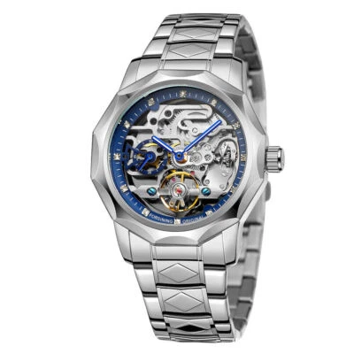 Reloj Automático Hombre Forsining Correa Acero Inoxidable Esqueleto Cuerda Automática Mecánico Foto 1 de 4