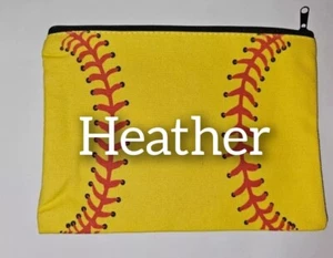NUEVO Bolso de Mano Personalizado Softbol Cremallera Lápiz 8" X 6" - Imagen 1 de 6