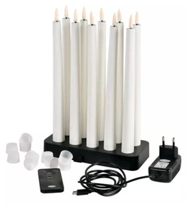 Duni LED-Spitzkerzen Kerzen 10er Set Wiederaufladbar 23 x 278 mm Candle weiß - Bild 1 von 3