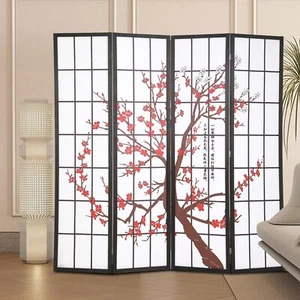 4 Panel Room Divider Folding Privacy Screens Classical Plum Blossom Room Divider - Picture 1 of 8