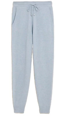 M&S AUTOGRAPH GREY BLUE PURE CASHMERE TAPERED ANKLE GRAZER JOGGERS - Image 1 of 3