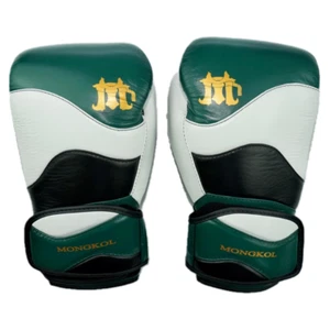 MONGKOL MuayThai Handschuhe MMA Boxen Kampf Sparring Training grün Echtleder - Bild 1 von 7