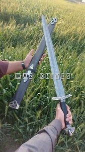 Custom Northmen Viking Sword Handmade Damascus Steel Viking Battle Sword W Scabb - Picture 1 of 8