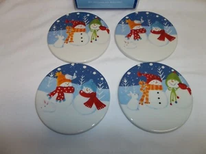 St. Nicholas Square SNOW DAYS Coaster Set Of 4 Snowman with Scarf NEW IN BOX - Picture 1 of 3
