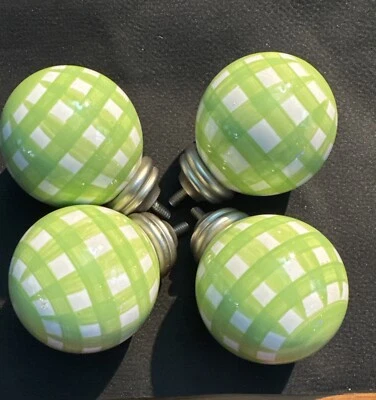 Juego de 4 remates de guinga Pottery Barn Kids verde y blanco de 2,5"" de diámetro Foto 1 de 4