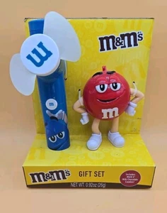 M&M’s Fan & Character Case Gift Set-Blue M&M’s Figure-Red Fan-New - Picture 1 of 3