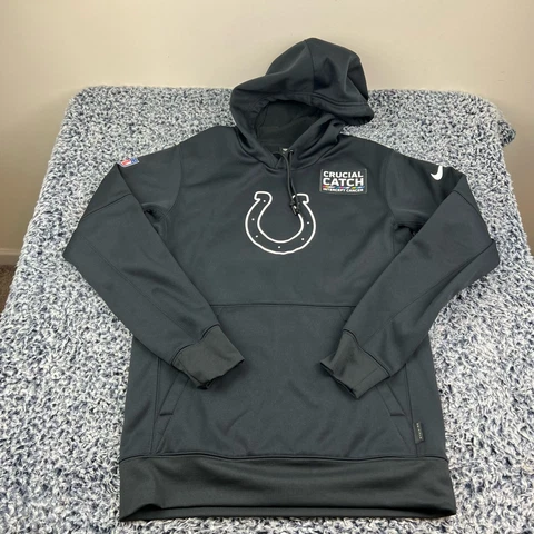 Nike On Field Indianapolis Colts Crucial Catch Hooded Sweatshirt Mens Small NFL Cover