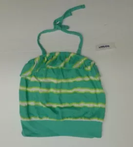 Old Navy Ruffle Halter Top Shirt Girls Xsmall (5) Green Striped New - Picture 1 of 5