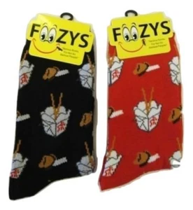 Dos pares - Calcetines chinos divertidos para llevar novedad damas/niñas 1 negro + 1 par rojo - Imagen 1 de 2